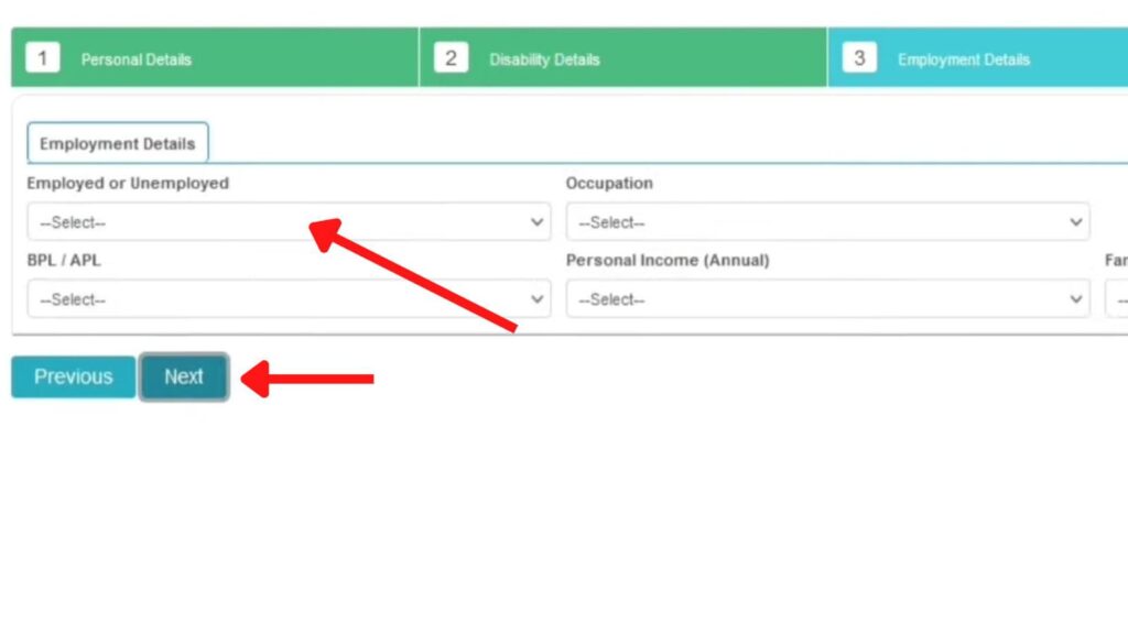 How To Apply For Disability Certificate Online West Bengal 6 employment details tab on disability certificate application form