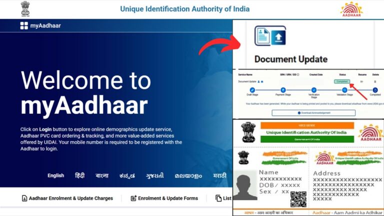 Aadhaar document update status check process
