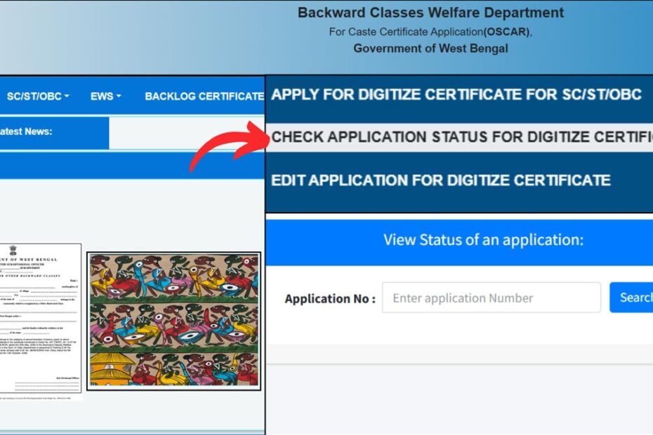 Caste certificate digitization status check process
