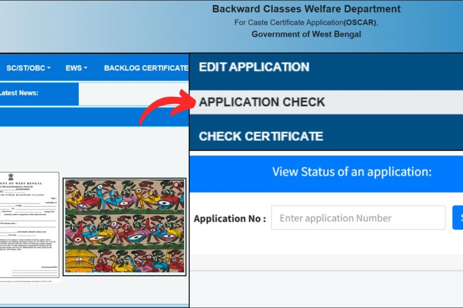 Caste certificate status check process