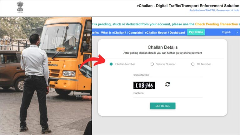 Challan payment status check process
