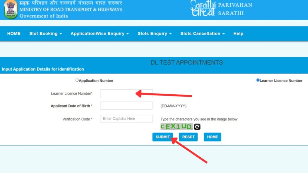 How To Book Driving Licence Test Slot Online (In 5 Steps) 4 DL Test appointment booking page