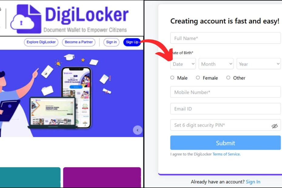Digilocker signup process