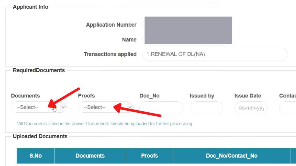 How To Renew Your Driving Licence Online In India (All States) 5 Documents upload page