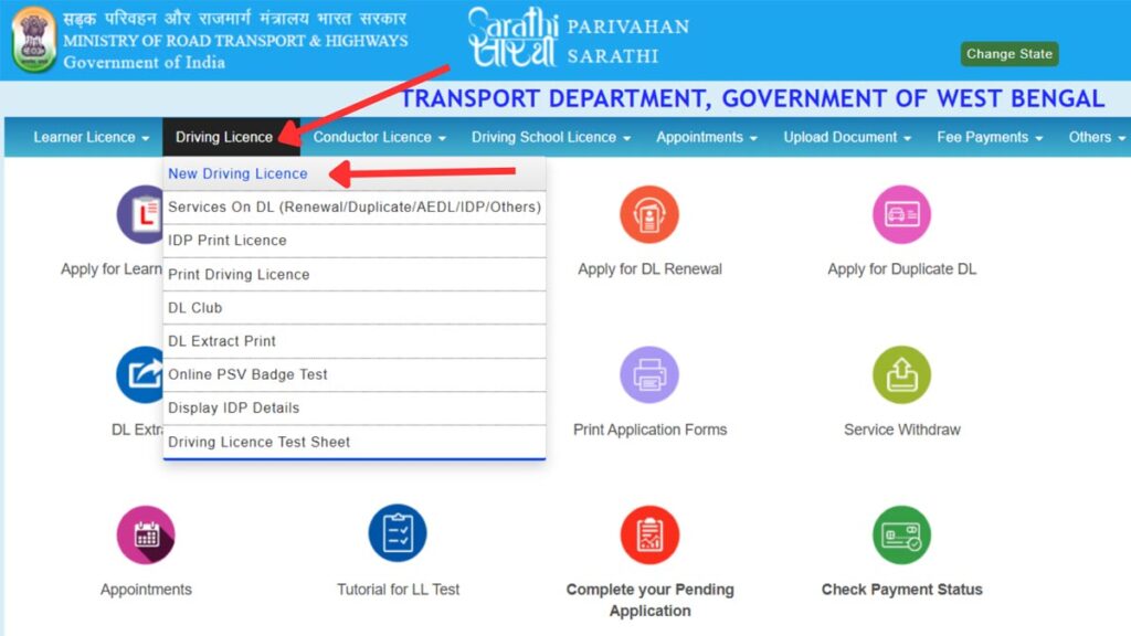 How To Apply For Driving Licence (DL) Online In India 3 New Driving Licence option on Parivahan
