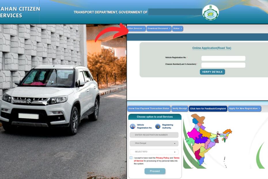 Road Tax payment process on Parivahan