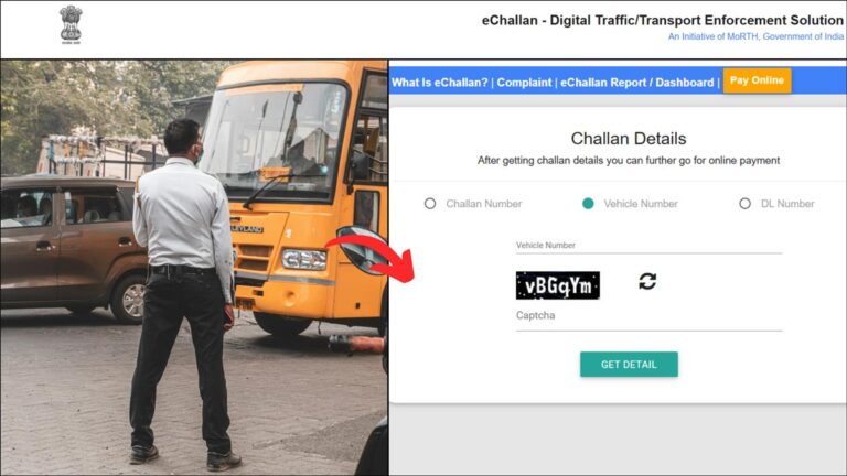 Traffic challan search process