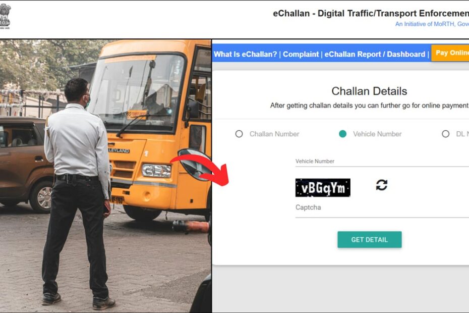 Traffic challan search process