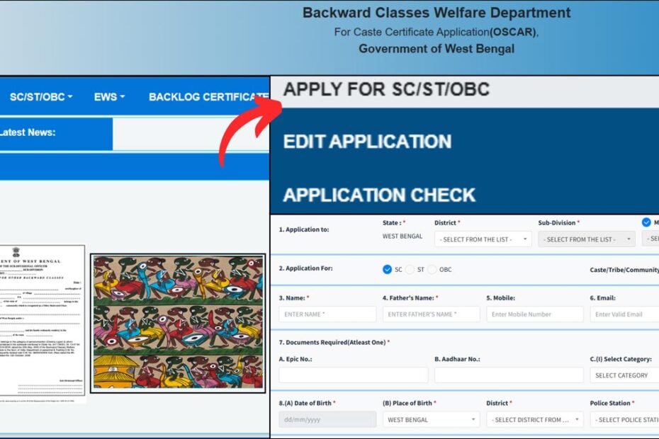 WB Caste certificate application process