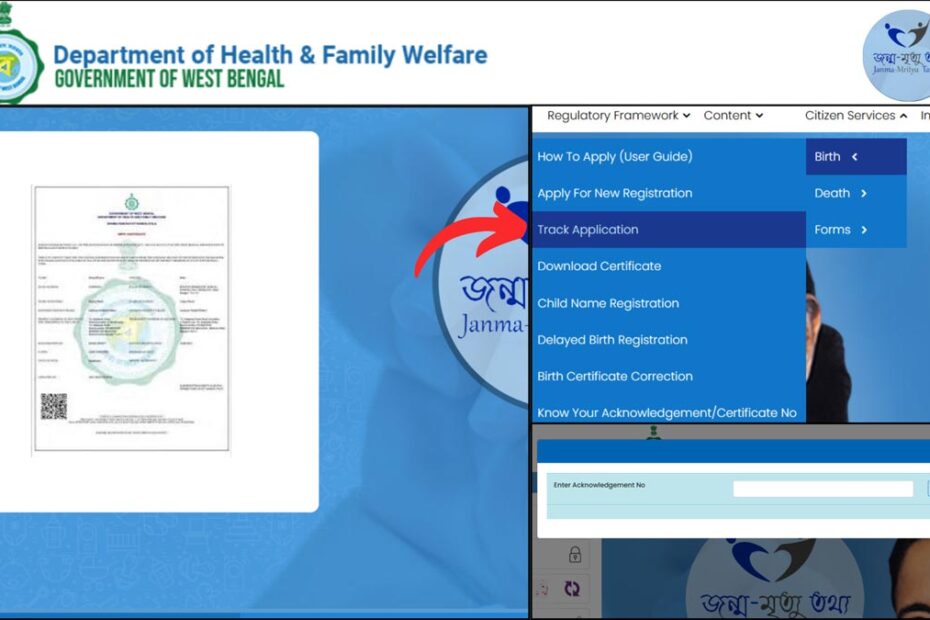 Check status and download WB birth certificate process