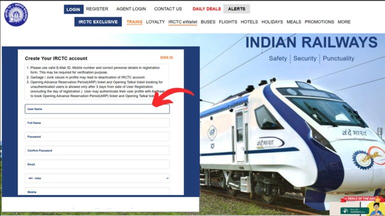 IRCTC account reg process