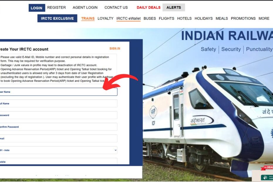 IRCTC account reg process