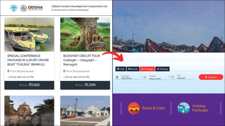 OTDC local sightseeing bus booking process