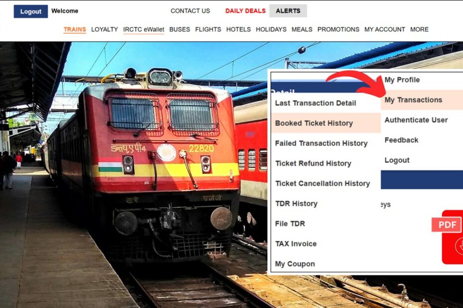 Train ticket PDFdownload process IRCTC