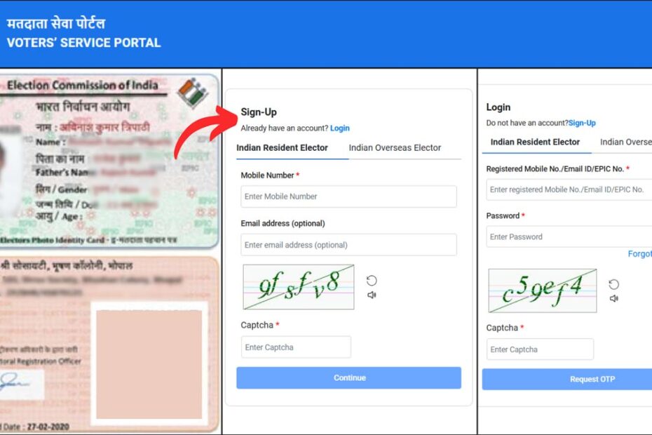 Voter service portal registration and login process
