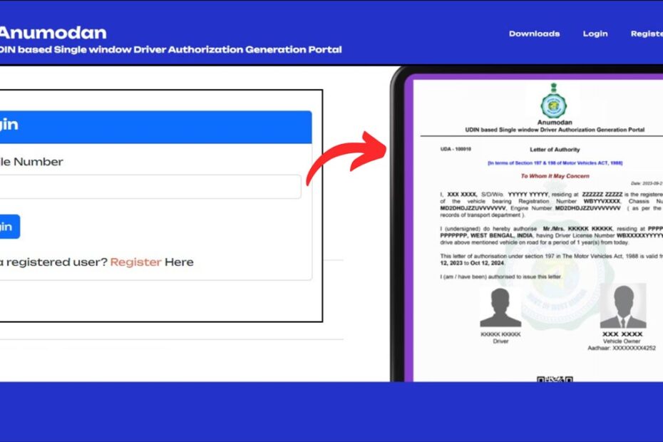 driver authorization letter generate process West Bengal