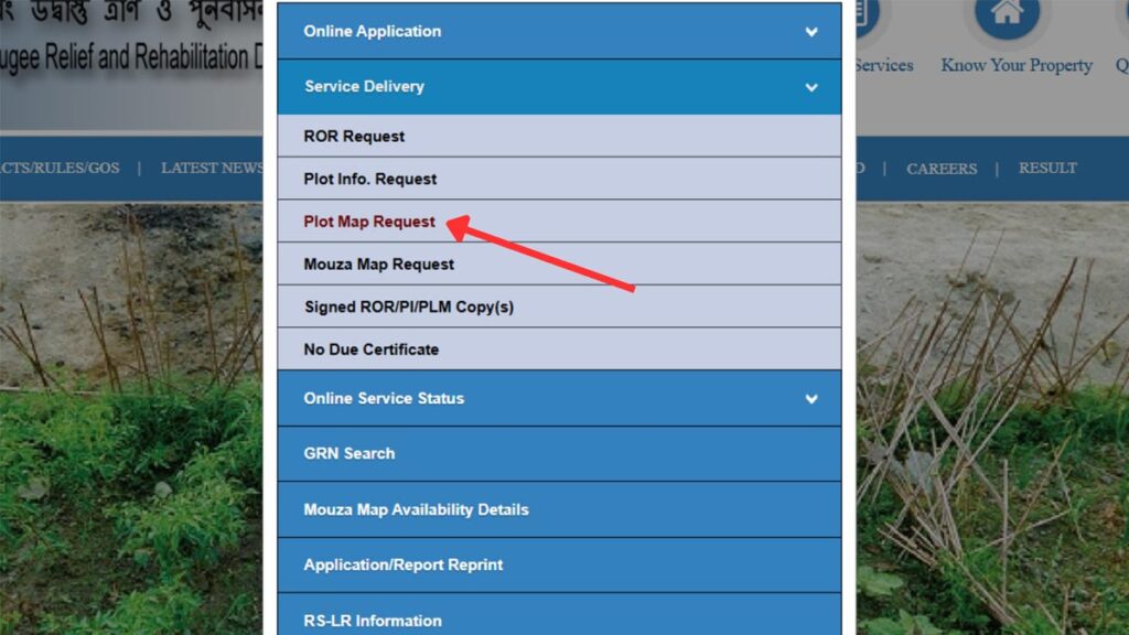 Plot map request option in Banglarbhumi
